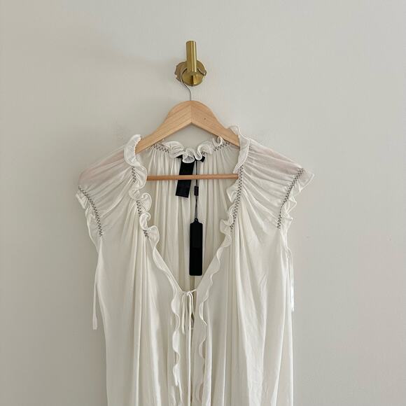 Donna Karan Ultra Matte Jersey Open Side Blouse White S - Picture 3 of 9